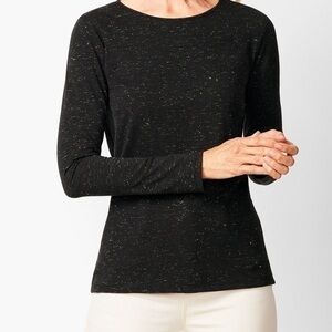 Talbots long sleeve crew neck tee shimmer L black gold shimmer